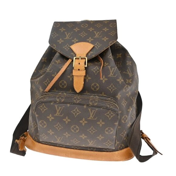 LOUIS VUITTON Montsouris GM Backpack Bag Monogram Leather Brown - Picture 1 of 15
